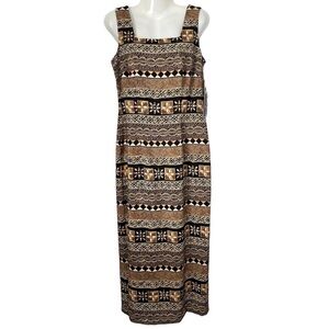 NWT Vintage 80’s or 90’s Jennifer Jeffries Black & Tan Printed Maxi Dress